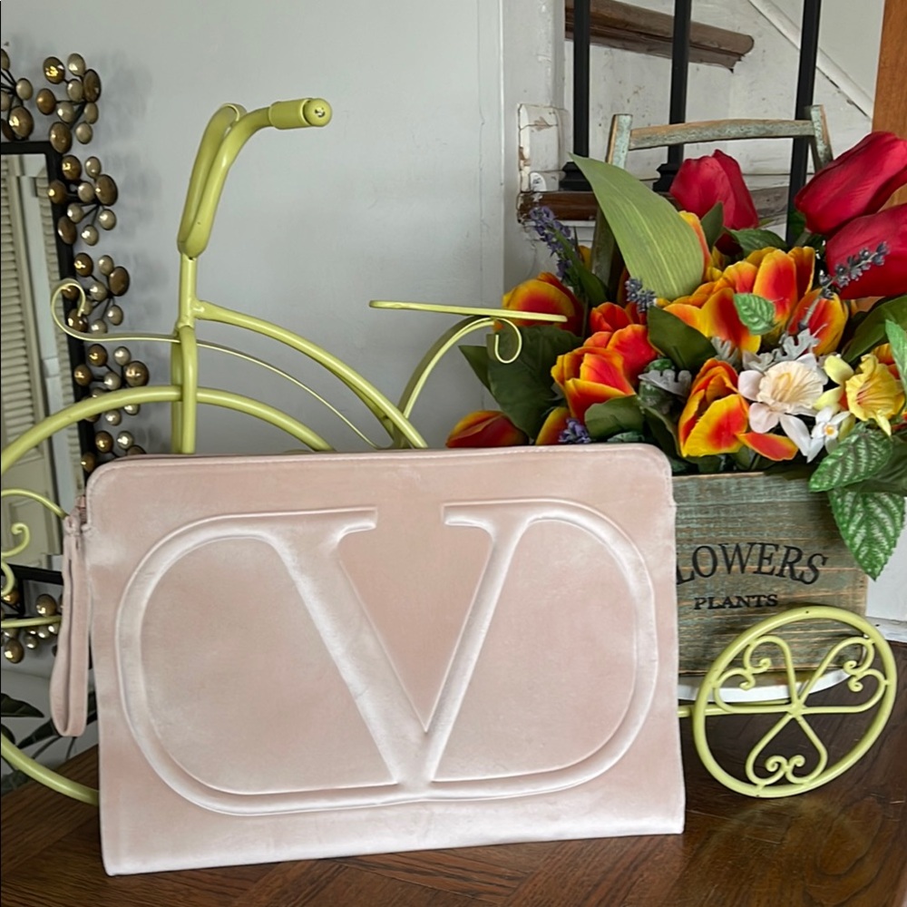 NWOT Valentino suede beige laptop pouch
